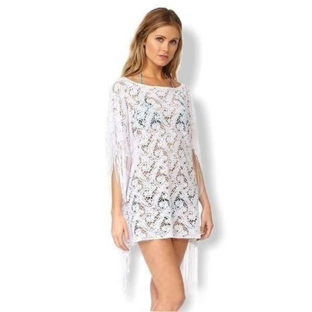 Pilyq White Lace Fringe Swim Cover-Up - Size XS/S - Picture 3 of 8